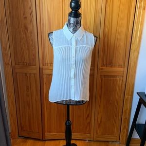 White pleated blouse